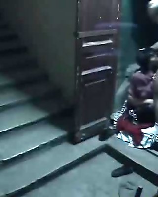 Staircase security cam catpures sex