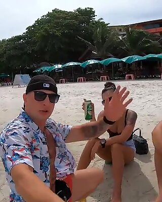 Bon voyage blowjob from his big tits Thai girlfriend