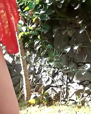 pregnant sex in the garden at 9 months, camshow with a fan