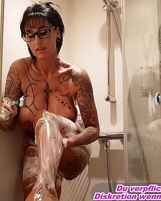 German amateur tattoo big tits milf shave in shower